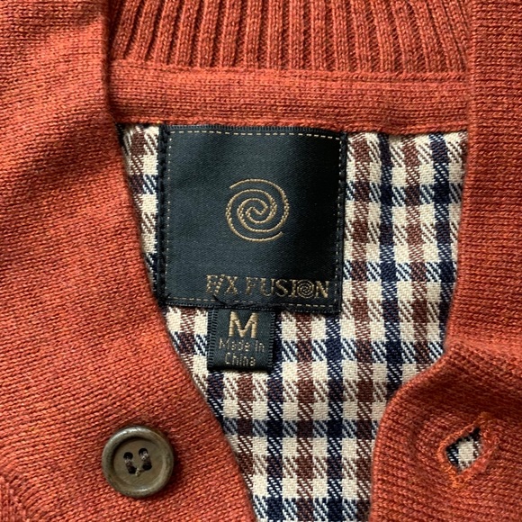 F/X Fusion Rust 1/4 Button Down Sweater Shirt - Picture 4 of 6